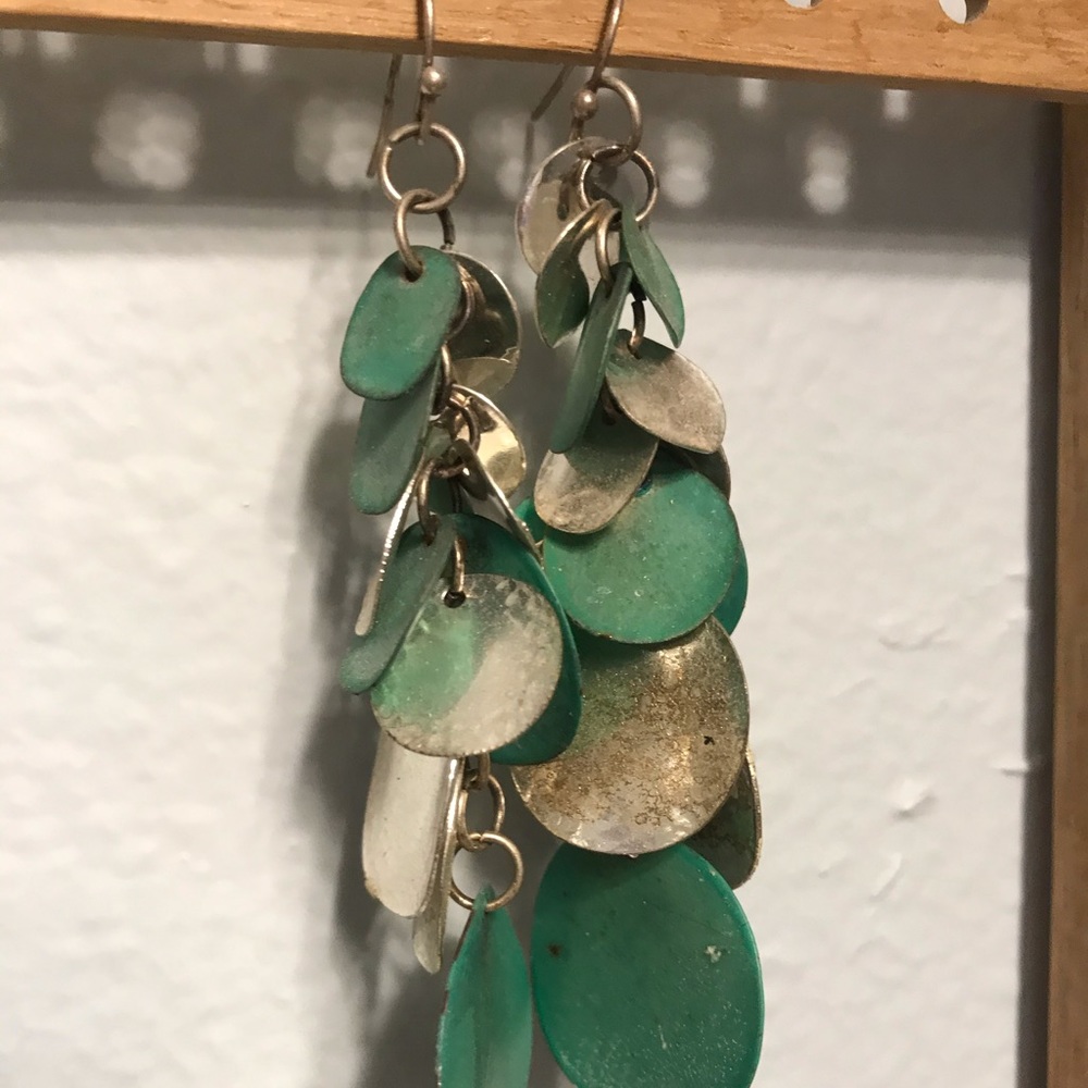 Silver and turquoise dangle earrings